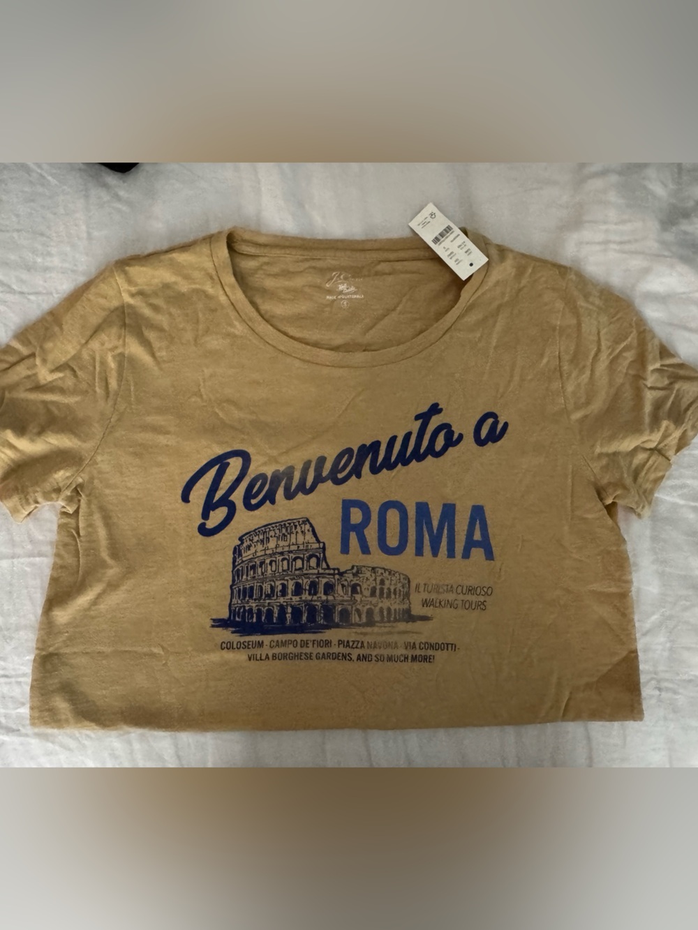 J. Crew Beige Graphic 'Benvenuto a ROMA' Short Sleeve Tee